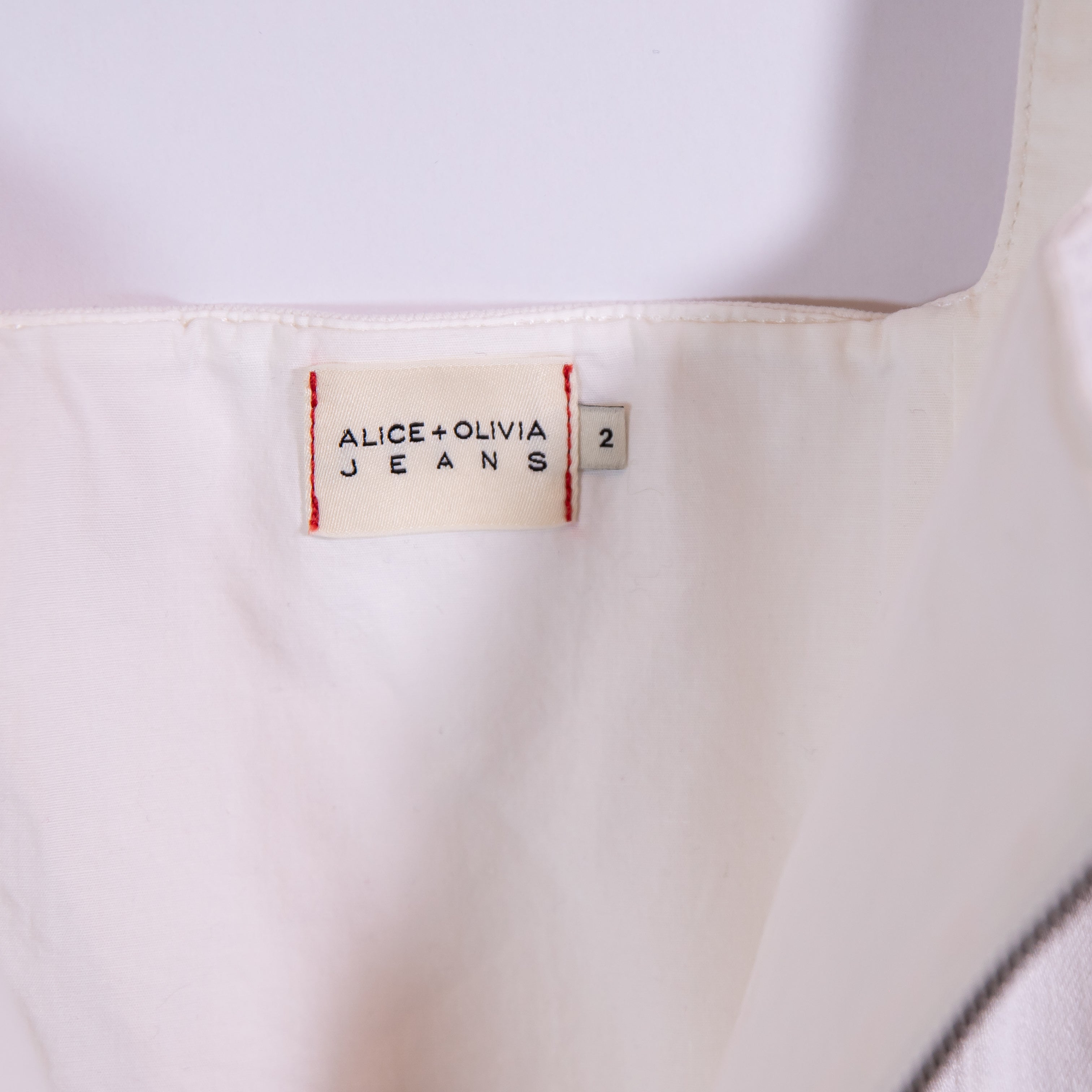 Alice + Olivia Thersa Zip Front Cotton Stretch Denim Tank Mini Dress White 2