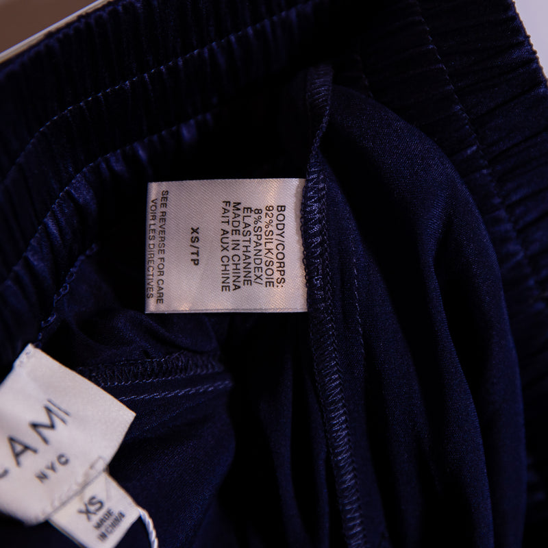 NEW Cami NYC Arcadia Silk Satin Stretch Mid Rise Straight Leg Pants Eclipse Blue