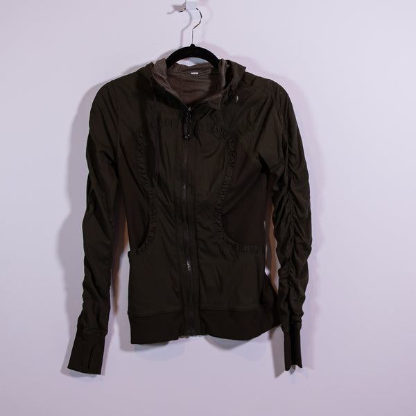 Lululemon Dance Studio Full Zip Hoodie Reversible Jacket III Dark Olive Green 4