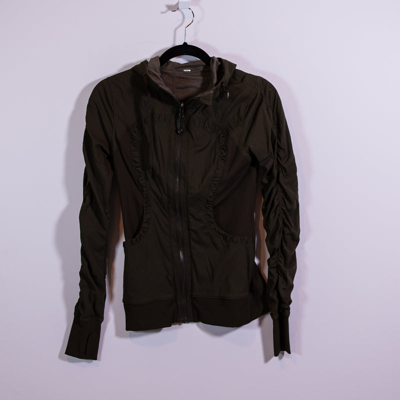 Lululemon Dance Studio Full Zip Hoodie Reversible Jacket III Dark Olive Green 4