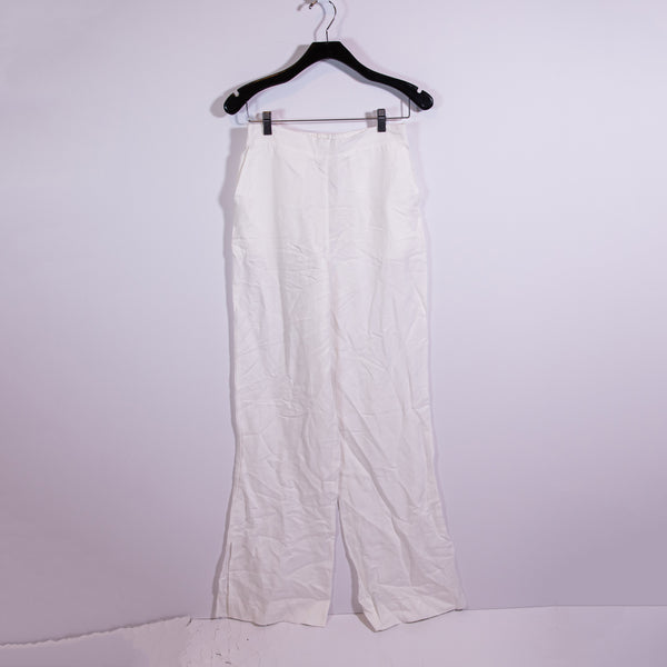 NEW Favorite Daughter Linen Blend Straight Leg Mid Rise Trouser Pants White S
