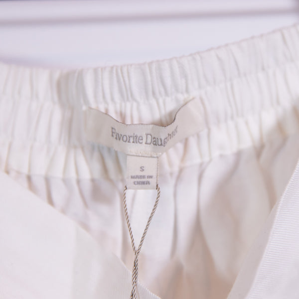 NEW Favorite Daughter Linen Blend Straight Leg Mid Rise Trouser Pants White S