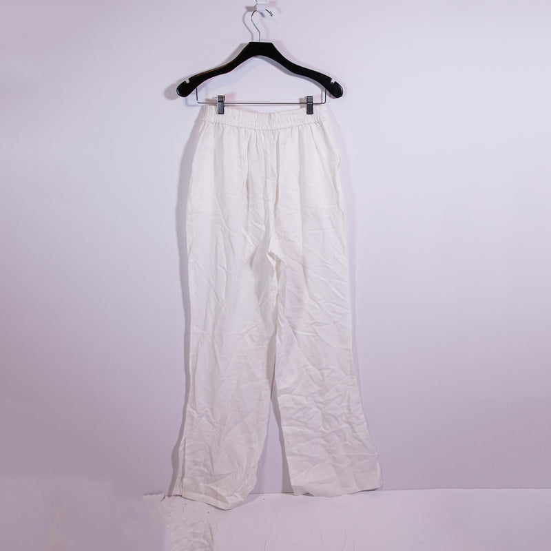 NEW Favorite Daughter Linen Blend Straight Leg Mid Rise Trouser Pants White S