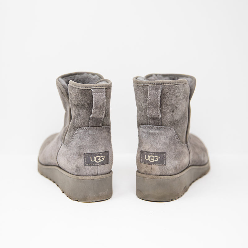 Ugg Women's Kristin Water Resistant Suede Shearling Lined Ankle Wedge Boots Gray