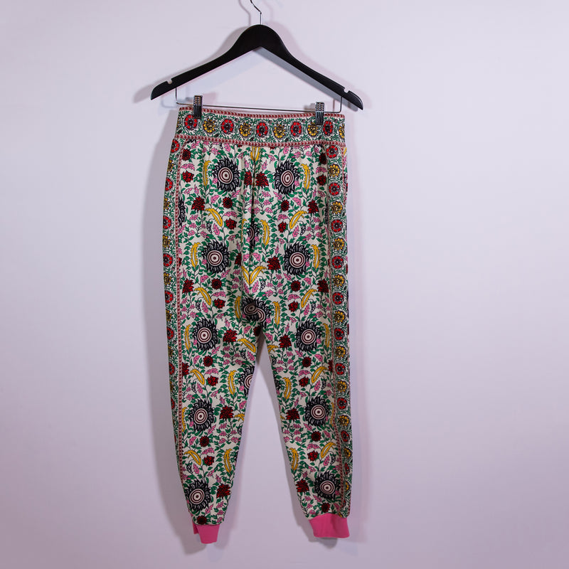 Alice + Olivia NYC Slim Printed Pattern Ankle Crop Satin Jogger Pants Small