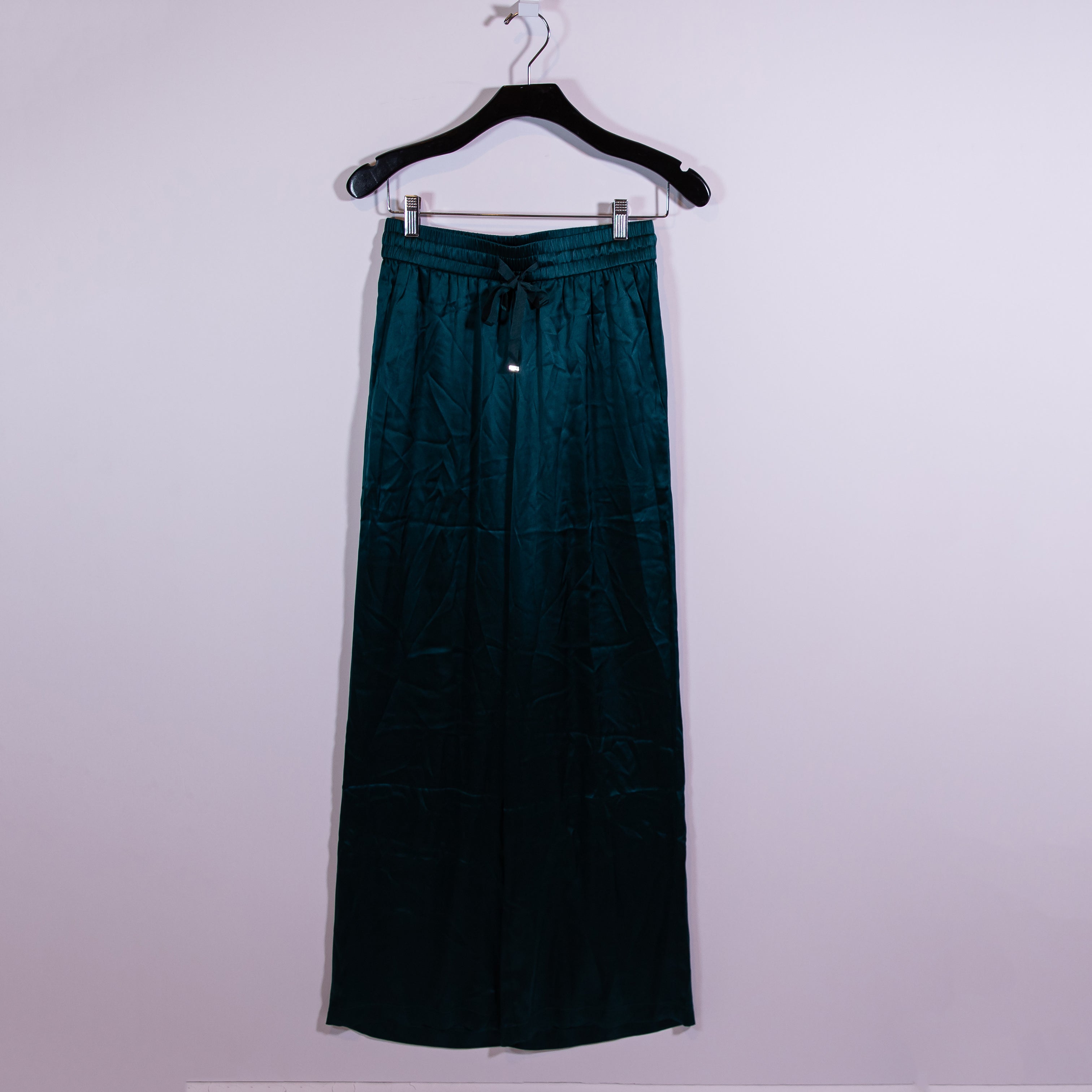 NEW Cami NYC Sena Silk Satin Stretch Wise Leg Mid Rise Pants Pacific Green XS