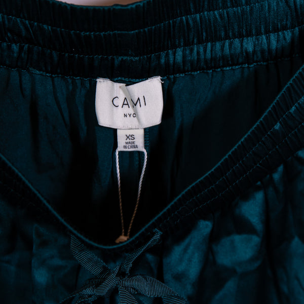NEW Cami NYC Sena Silk Satin Stretch Wise Leg Mid Rise Pants Pacific Green XS
