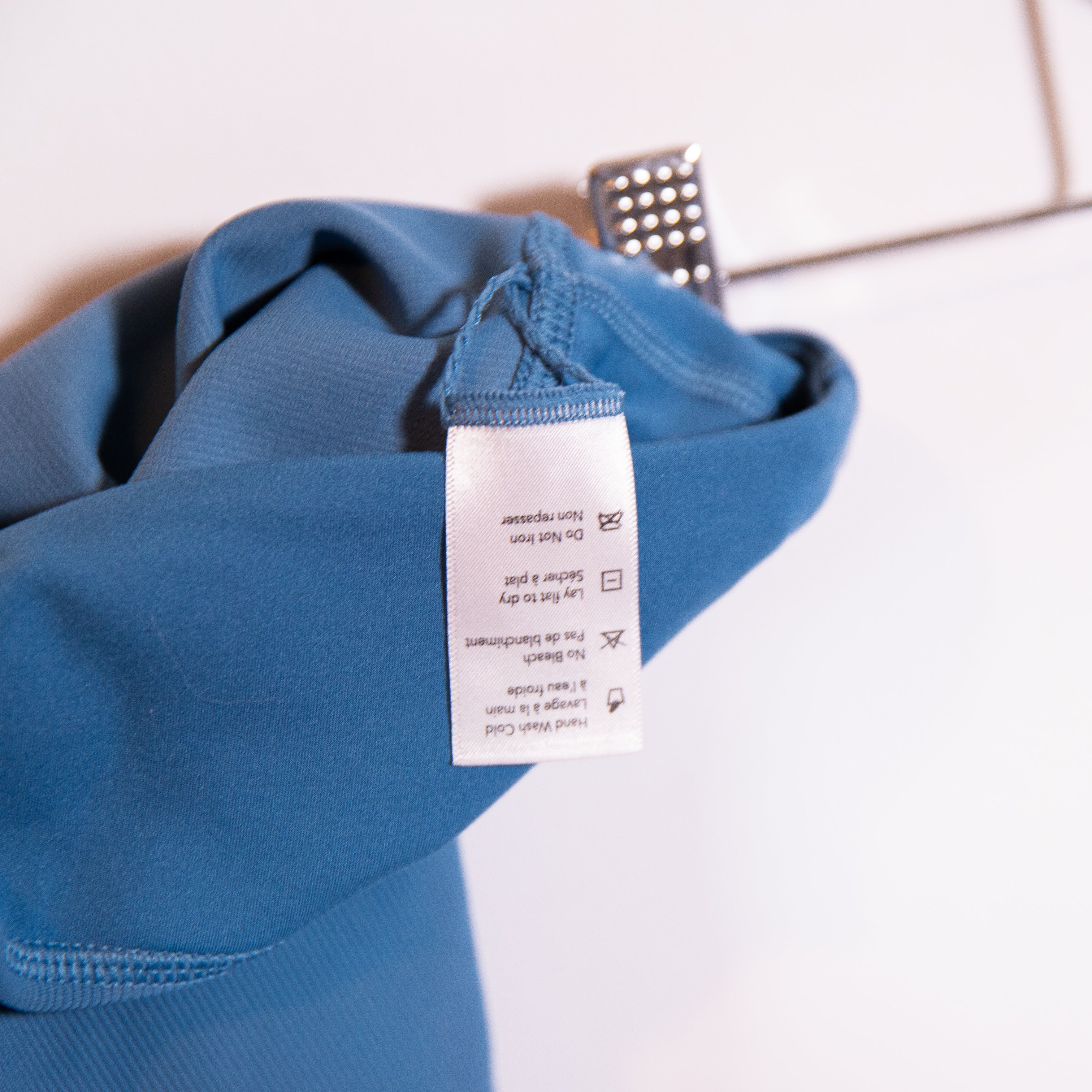 L* Space Active Women's High Waisted Ribbed Athletic Biker Shorts Blue Small