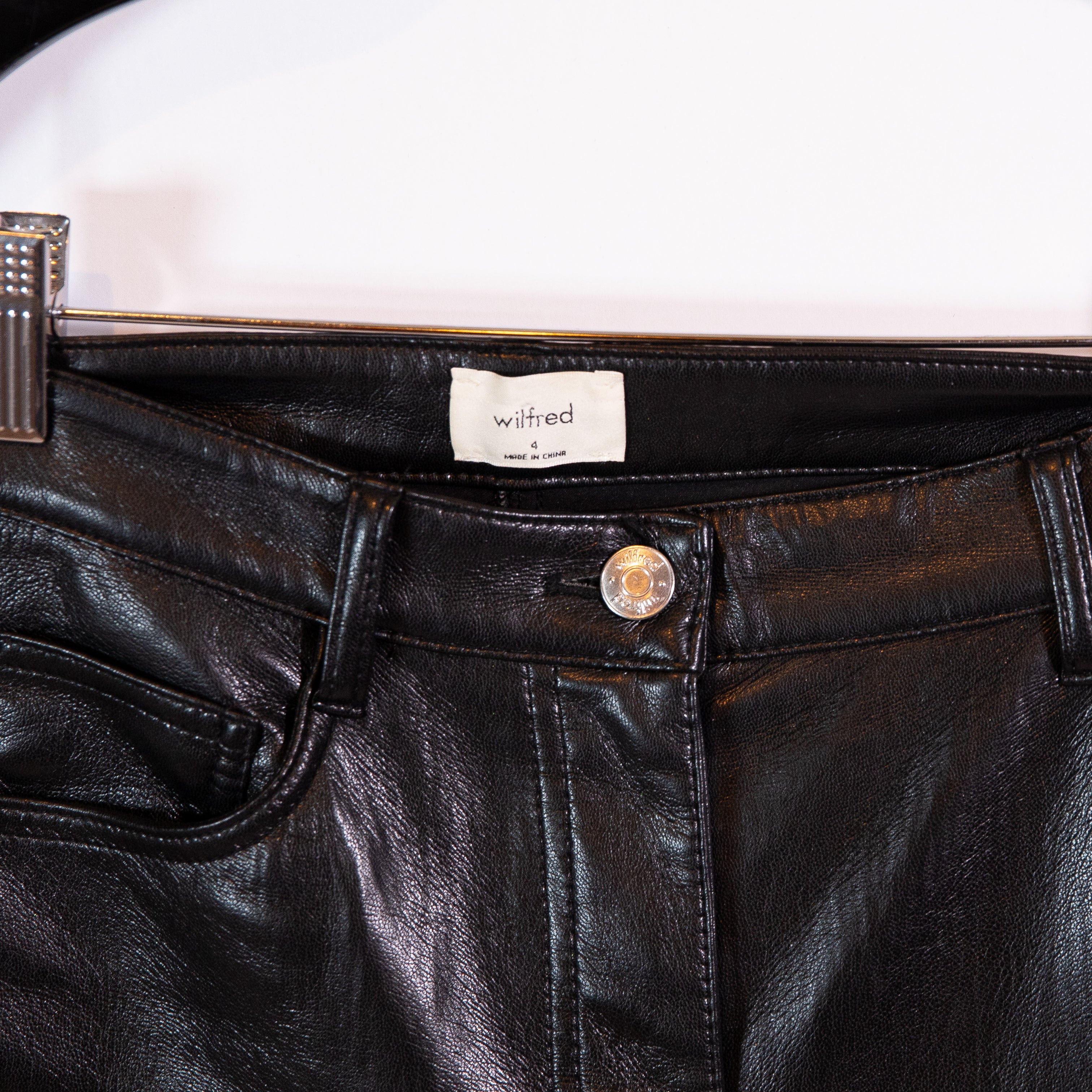 Wilfred Aritzia The Melina Faux Vegan Leather Straight Leg High Waisted Pants 4