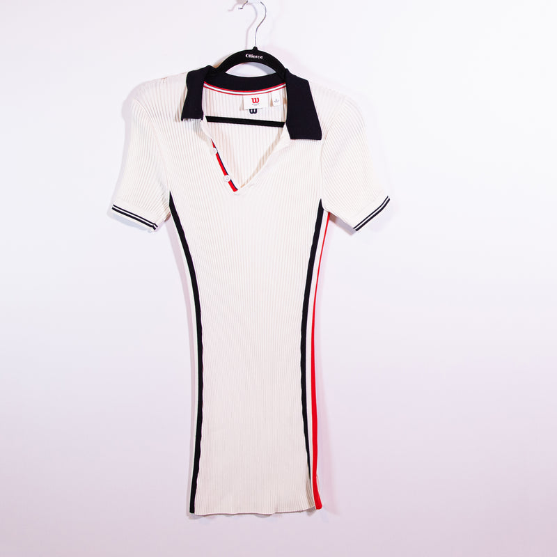 Wilson Sport Ribbed Knit Sweater Stretch Collared Pullover Mini Dress Small