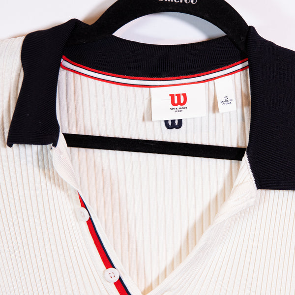 Wilson Sport Ribbed Knit Sweater Stretch Collared Pullover Mini Dress Small