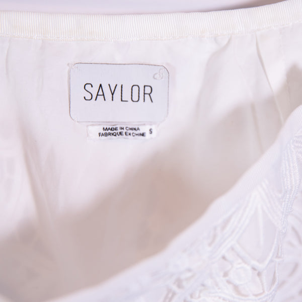 Saylor Serafina Allover Floral Flower Lace Mini White Skirt Small