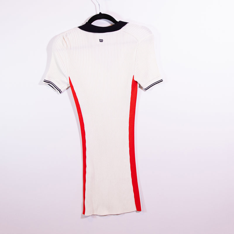 Wilson Sport Ribbed Knit Sweater Stretch Collared Pullover Mini Dress Small