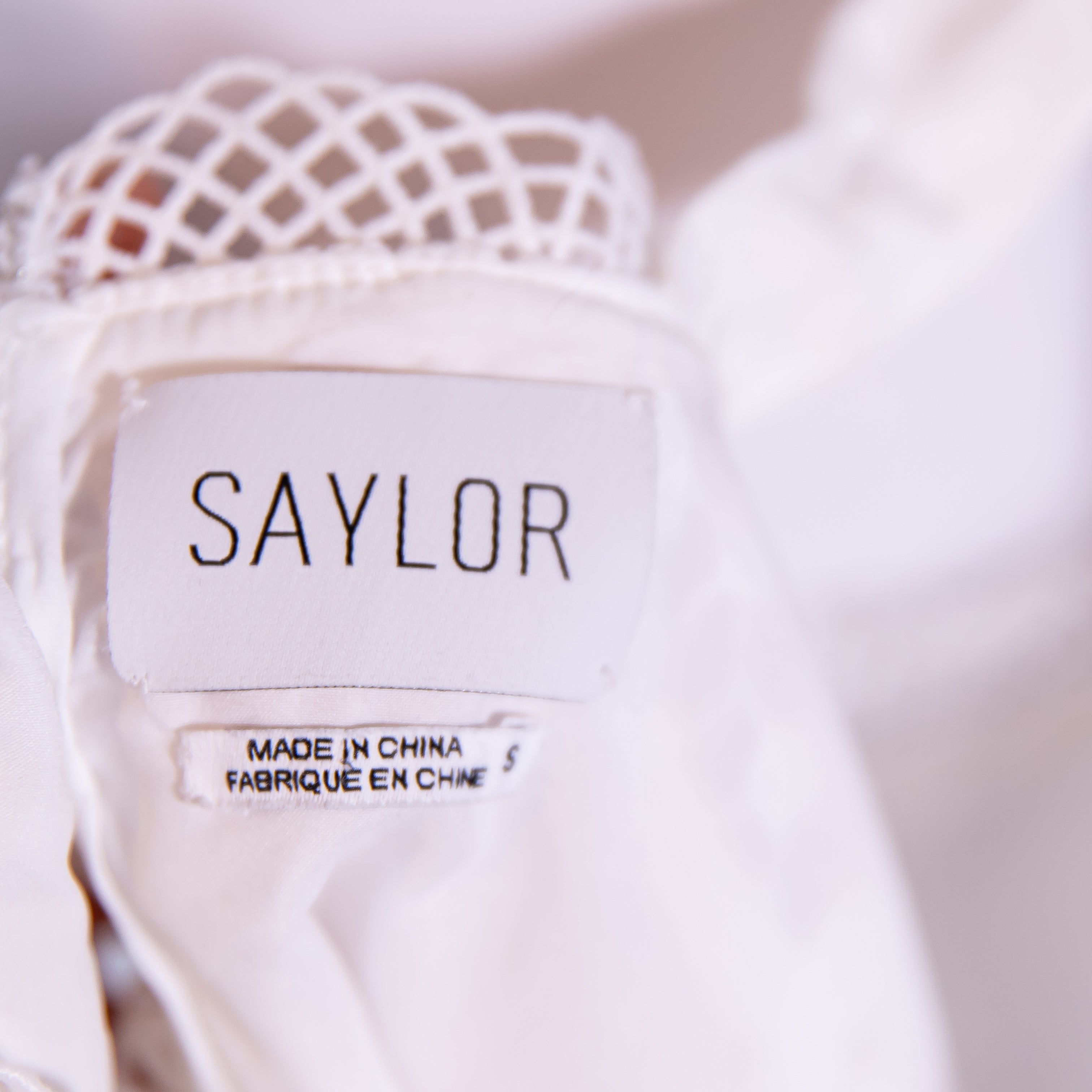 Saylor Serafina Allover Floral Flower Lace Square Neck Crop Tank Top White Small