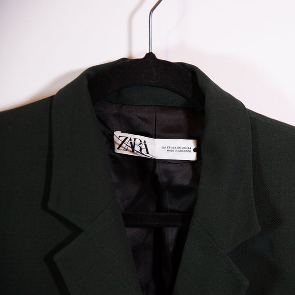 Zara Women's Crepe One Button Asymmetrical Draping Structured Blazer Jacket XS