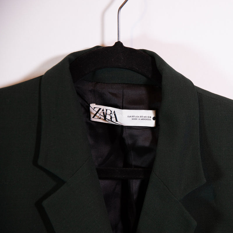Zara Women's Crepe One Button Asymmetrical Draping Structured Blazer Jacket XS