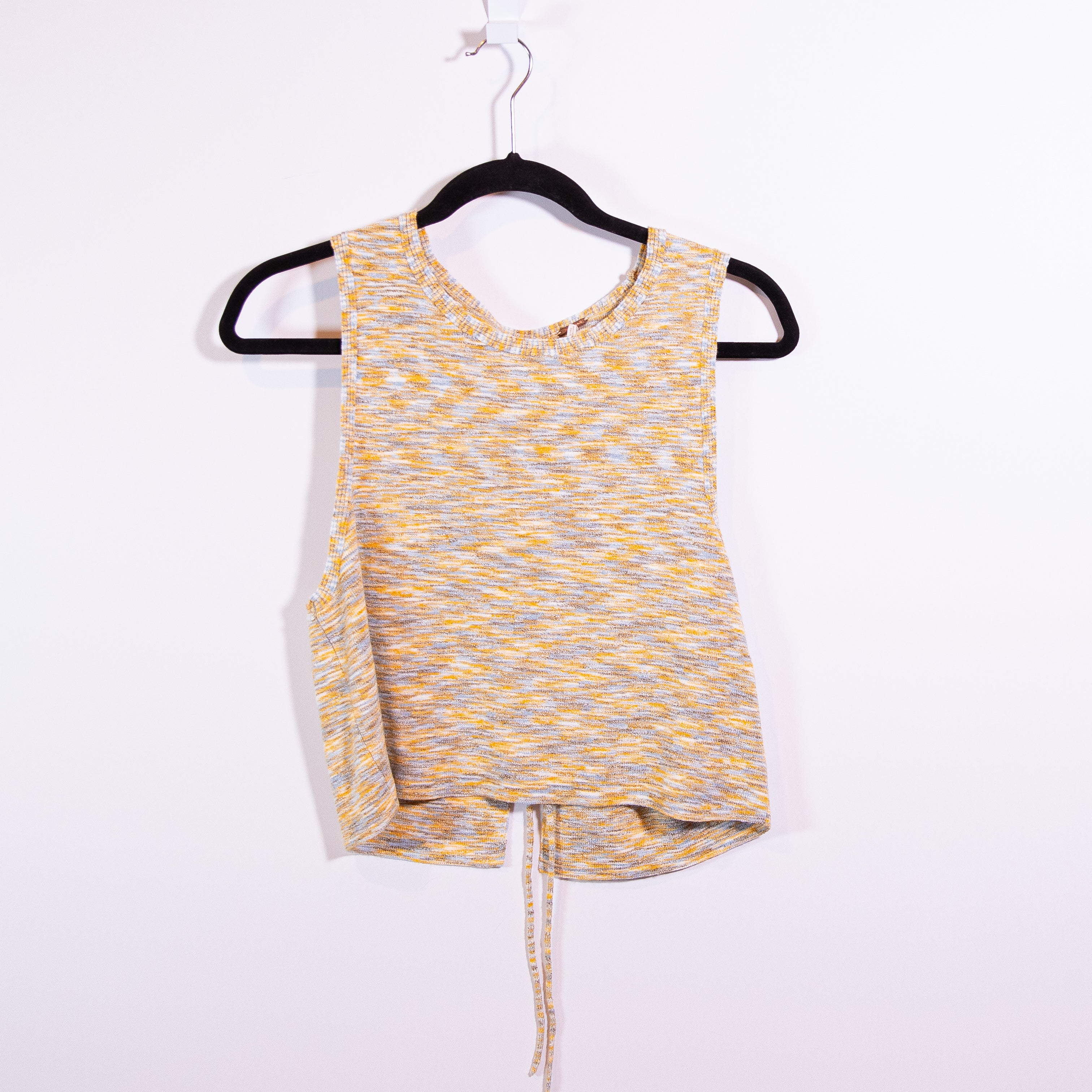 Free People Best Of Us Scoop Neck Sleeveless Tie Up Back Tank Top Warm Sky Combo