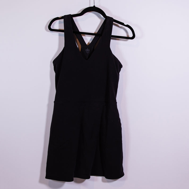 Alo Yoga Women's Airbrush Real Racerback Built In Shorts Bra Mini Dress Black L