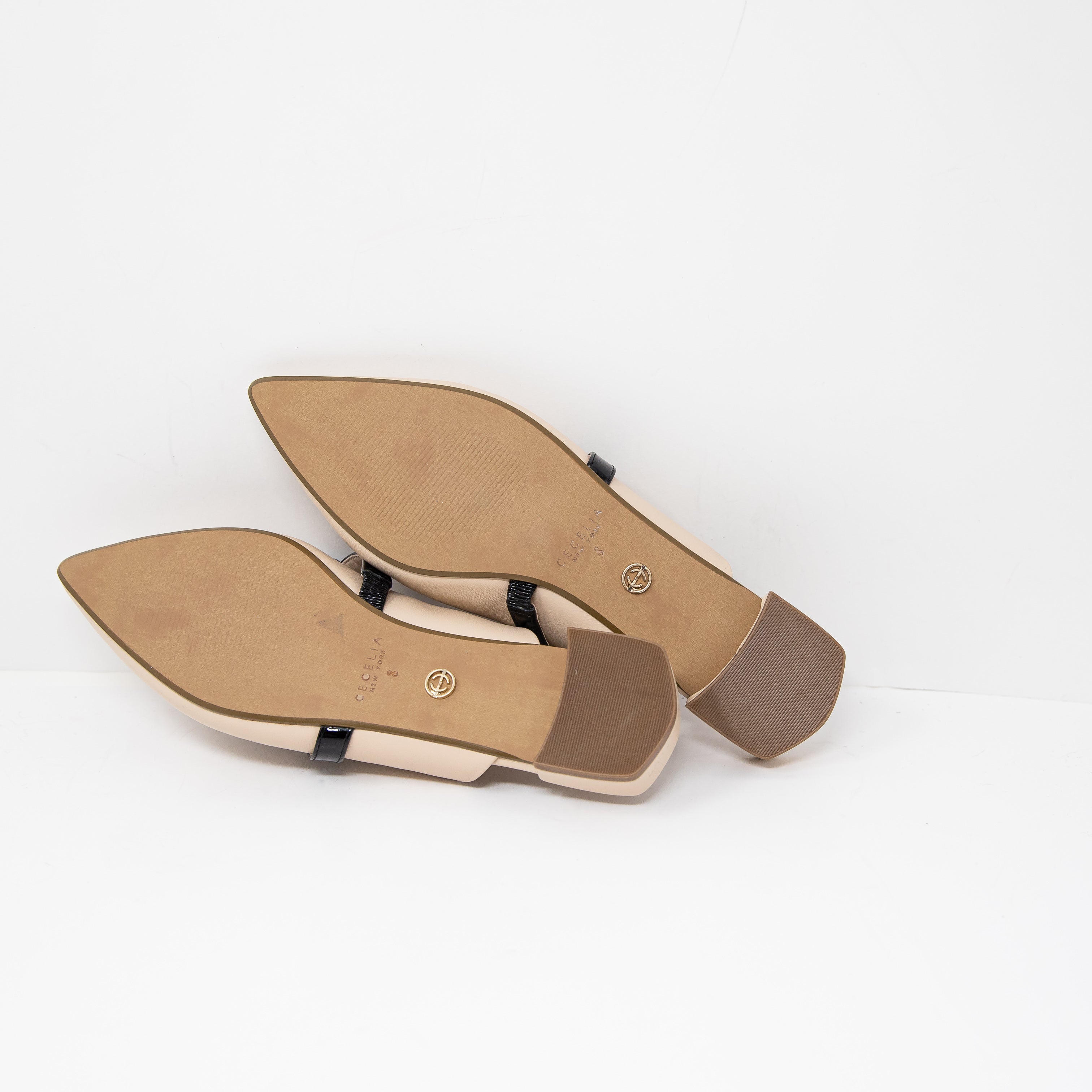 Cecelia New York Bethel Flat Mule Leather Bow Slip On Pointed Toe Sandals Shoes