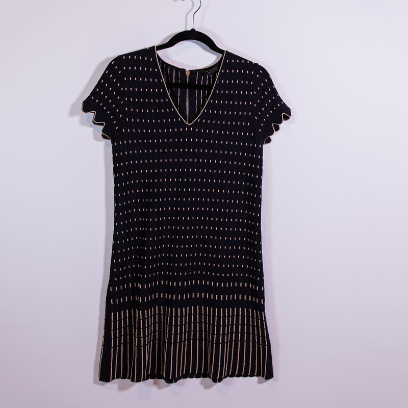 Ted Baker Maciiey Stitch Detail Knitted Stretch Pleated Hem Pullover Midi Dress