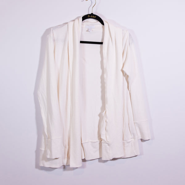 Beyond Yoga Women's Soften Up Open Front Cardigan Sweater White Medium