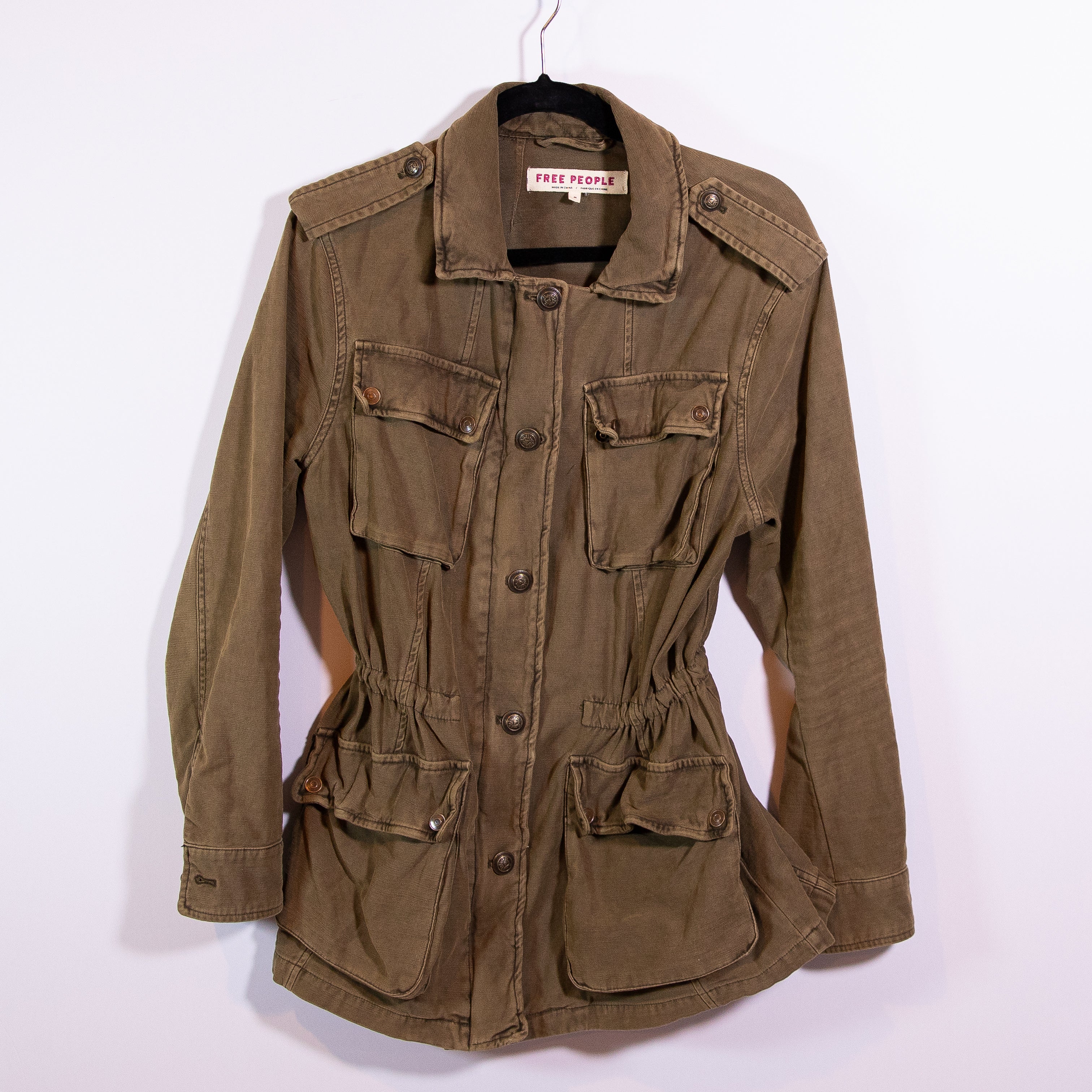 Free People Women's Not Your Brother's Surplus Army Cotton Canvas Jacket Green M