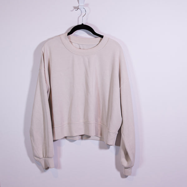 Lululemon Women's Softstreme Perfectly Oversized Cropped Crew White Opal Sweater