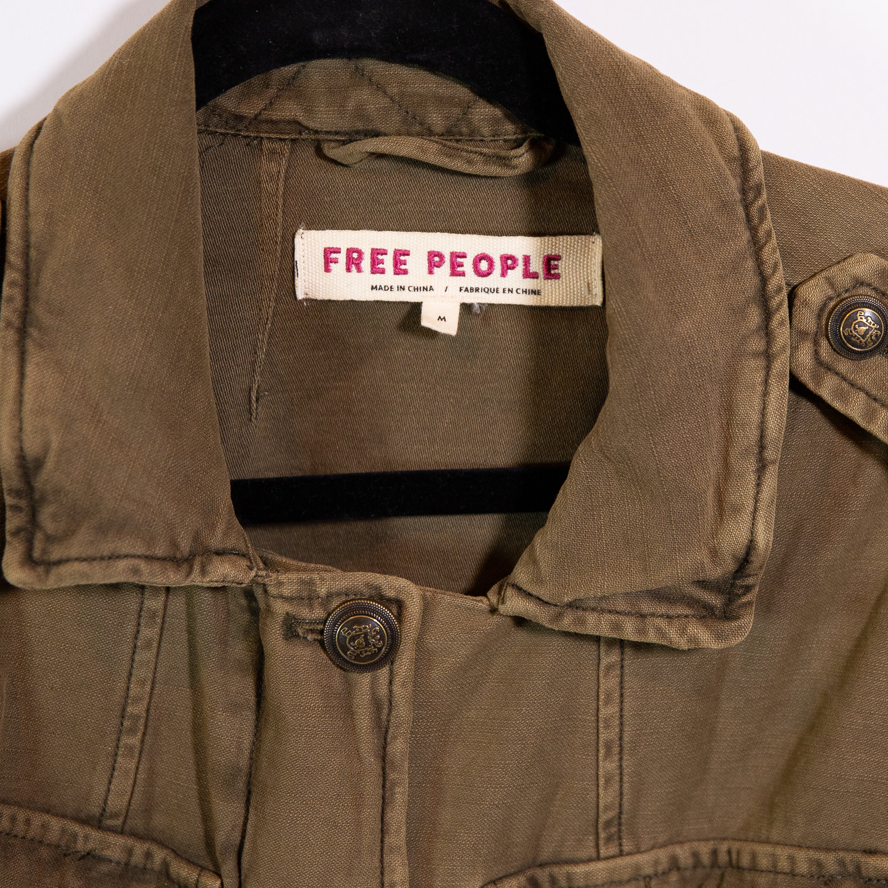 Free People Women's Not Your Brother's Surplus Army Cotton Canvas Jacket Green M