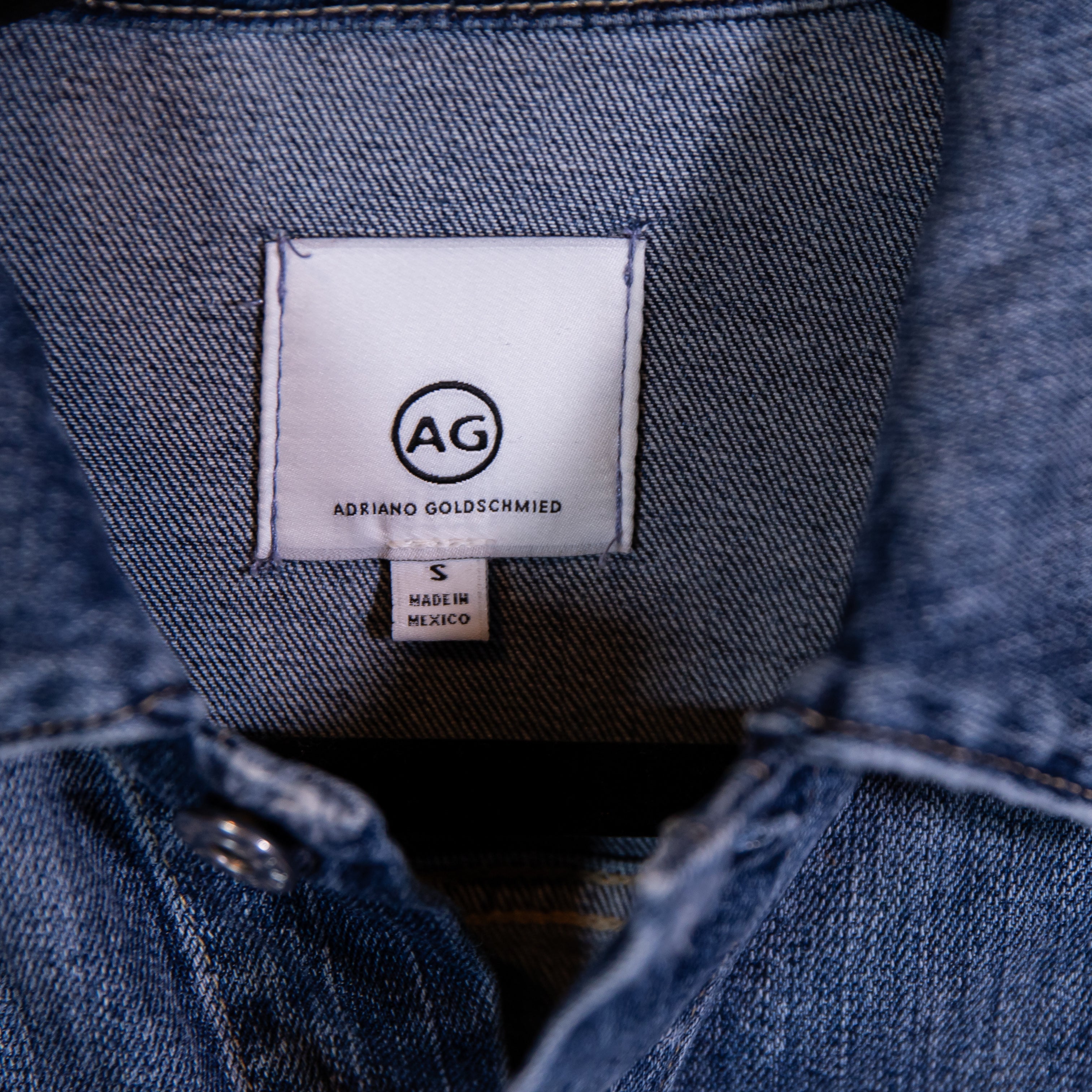 AG Adriano Goldschmied Mya Cotton Stretch Button Collared Denim Jean Jacket S