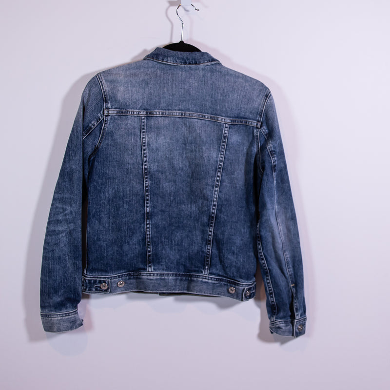 AG Adriano Goldschmied Mya Cotton Stretch Button Collared Denim Jean Jacket S