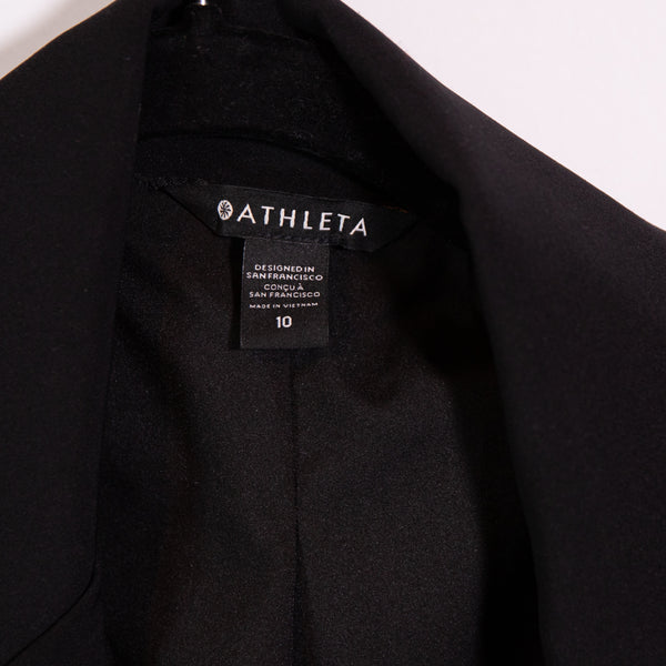 Athleta Women's Endless Cinch Waist Tie Front Blazer Jacket Solid Black 10