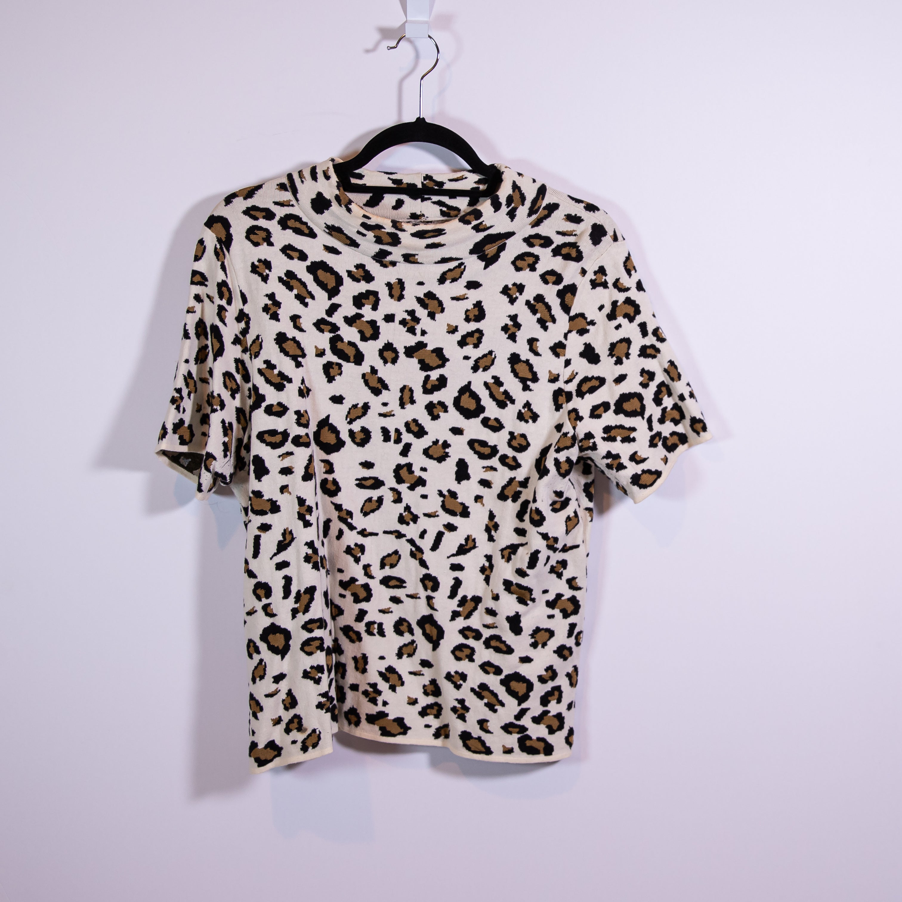 Field Flower Anthropologie Cheetah Leopard Animal Print Pattern Mock Sweater XL