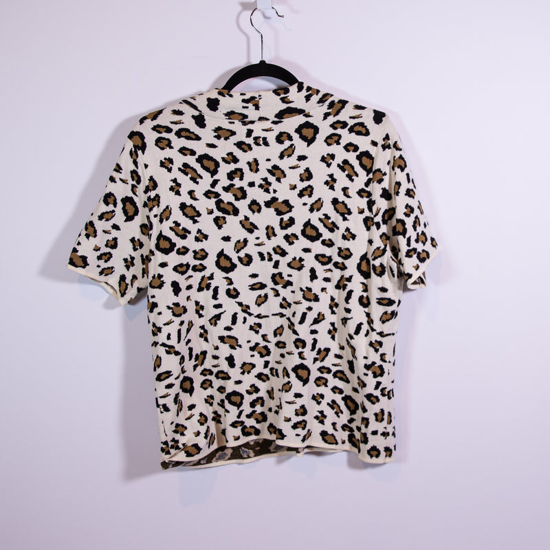 Field Flower Anthropologie Cheetah Leopard Animal Print Pattern Mock Sweater XL