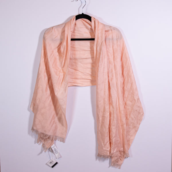 NEW Coach Signature C Logo Print Pattern Wrap Scarf Stole Wool Silk Champagne OS