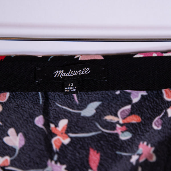 Madewell Midi Slip Skirt in Drifting Flowers Floral Print Pattern Crepe 12