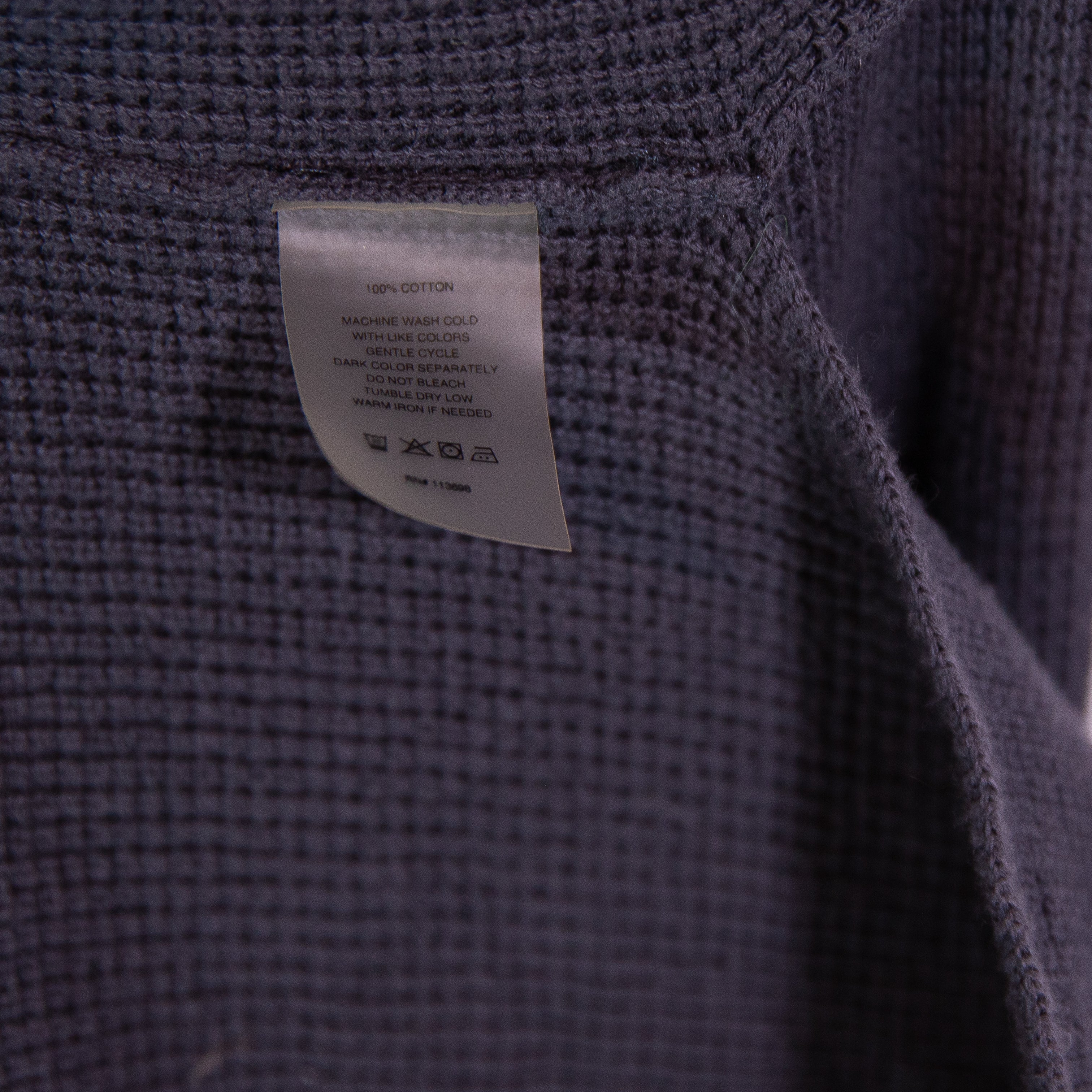 Margaret O'Leary Cotton Knit Stretch Open Front Cardigan Sweater Navy Blue Small