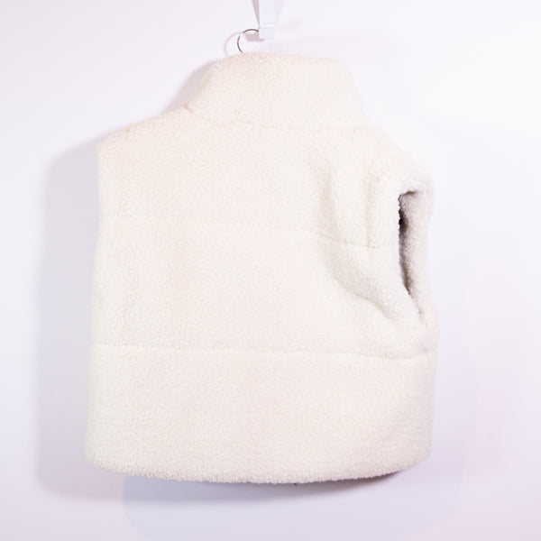 Apparis Alex Shearling Fuzzy Teddy Sherpa Full Zip Sleeveless Vest Jacket Ivory