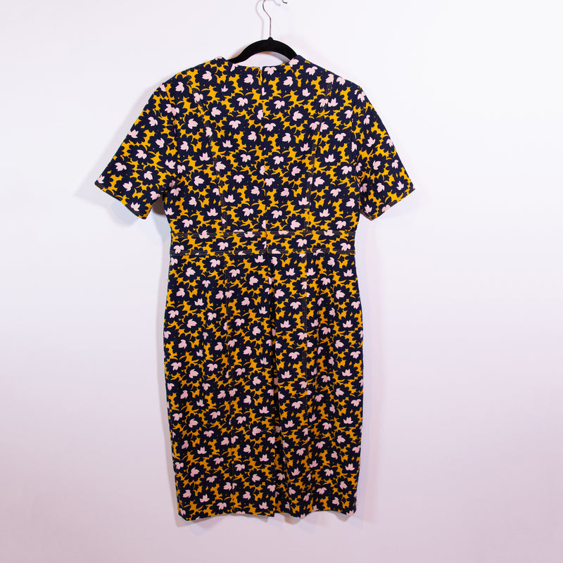 Boden Louise Textured Tuscan Sun Print Pattern Short Sleeve Sheath Dress 10R