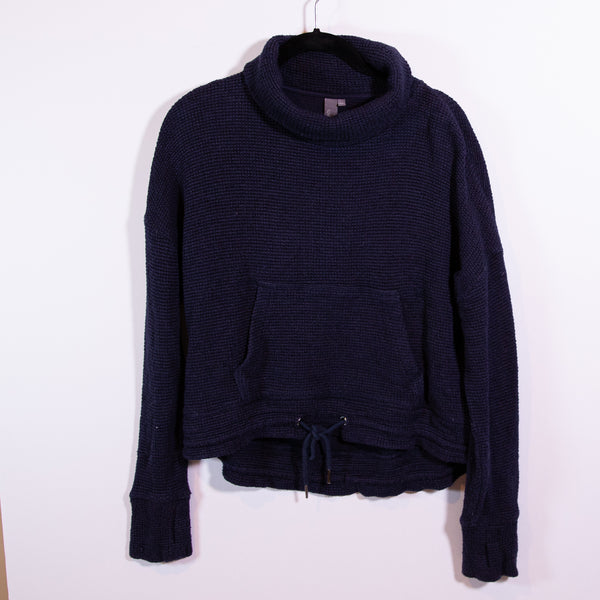 Sweaty Betty Boucle Funnel Neck Cotton Knit Stretch Pullover Sweatshirt Sweater
