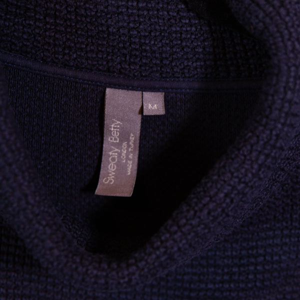 Sweaty Betty Boucle Funnel Neck Cotton Knit Stretch Pullover Sweatshirt Sweater