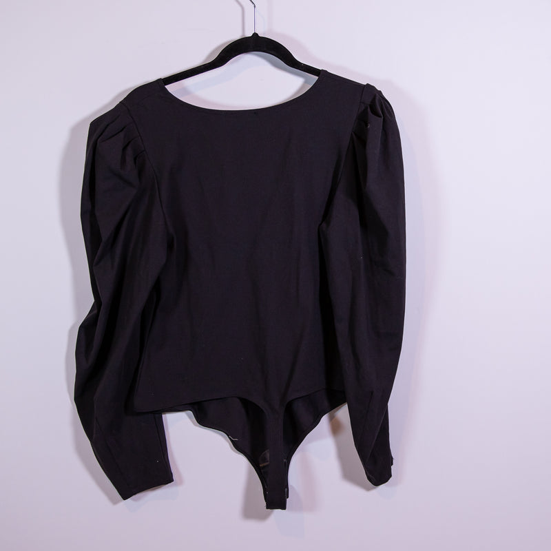 NEW Free People Intimately Va Va Voop Long Sleeve Bodysuit Blouse Top Black XL