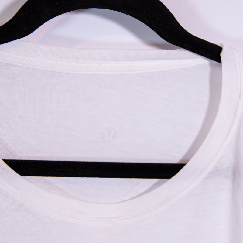 Lululemon Women's Lead With The Heart Graphic Print Crew Neck Tee Shirt White L