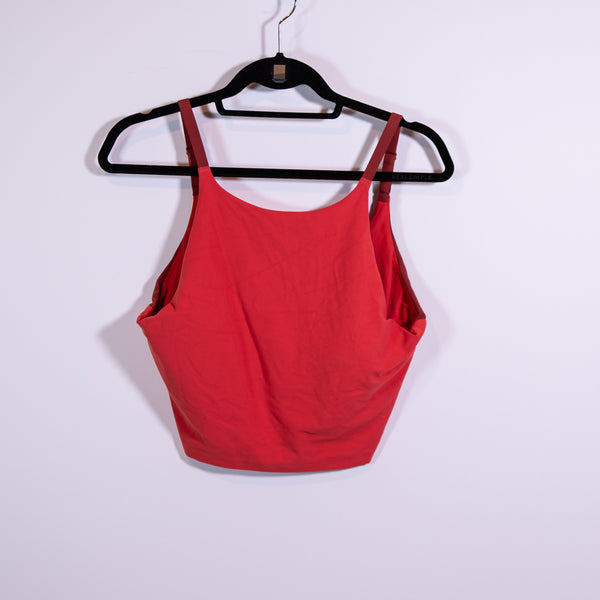 Athleta Women's Intention Crop High Neck Athletic Work Out Sports Bra Top Red L