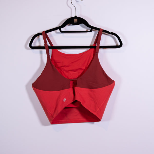 Athleta Women's Intention Crop High Neck Athletic Work Out Sports Bra Top Red L