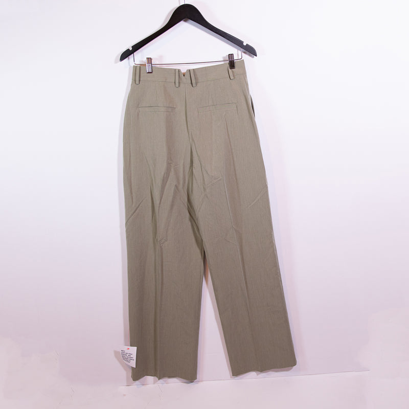 NEW ASOS Design High Waisted Pleated Straight Leg Trouser Pants Green 6