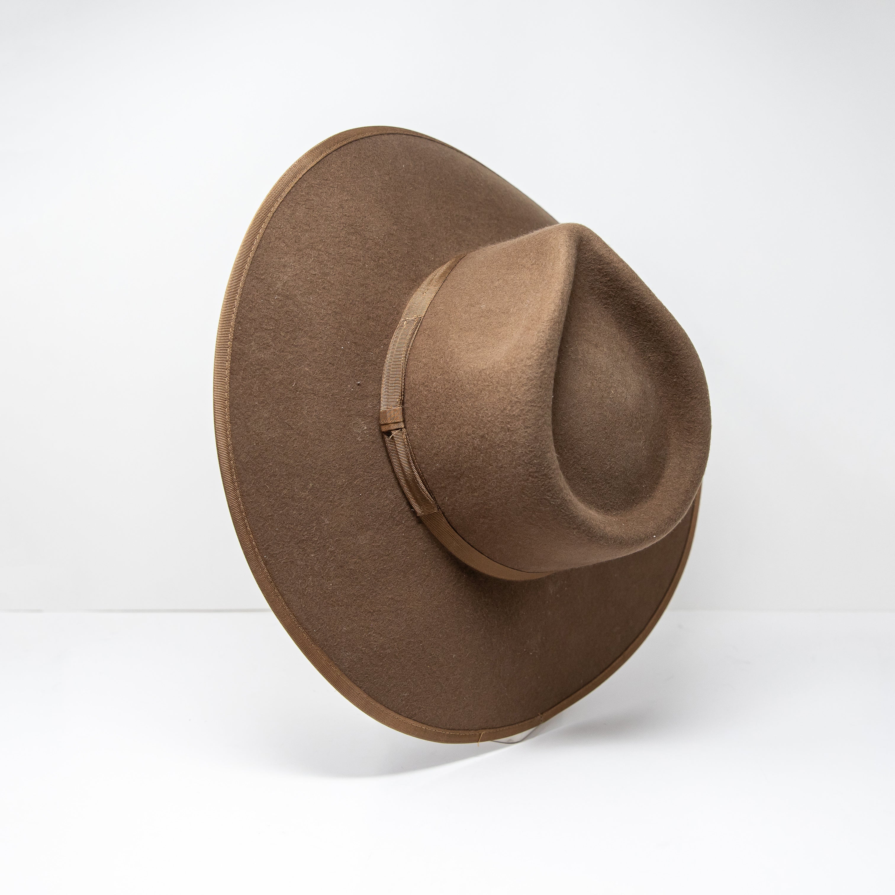 Brixton Wool Felt Ribbon Trim Wide Brim Floppy Western Hat Brown Tan Neutral XS