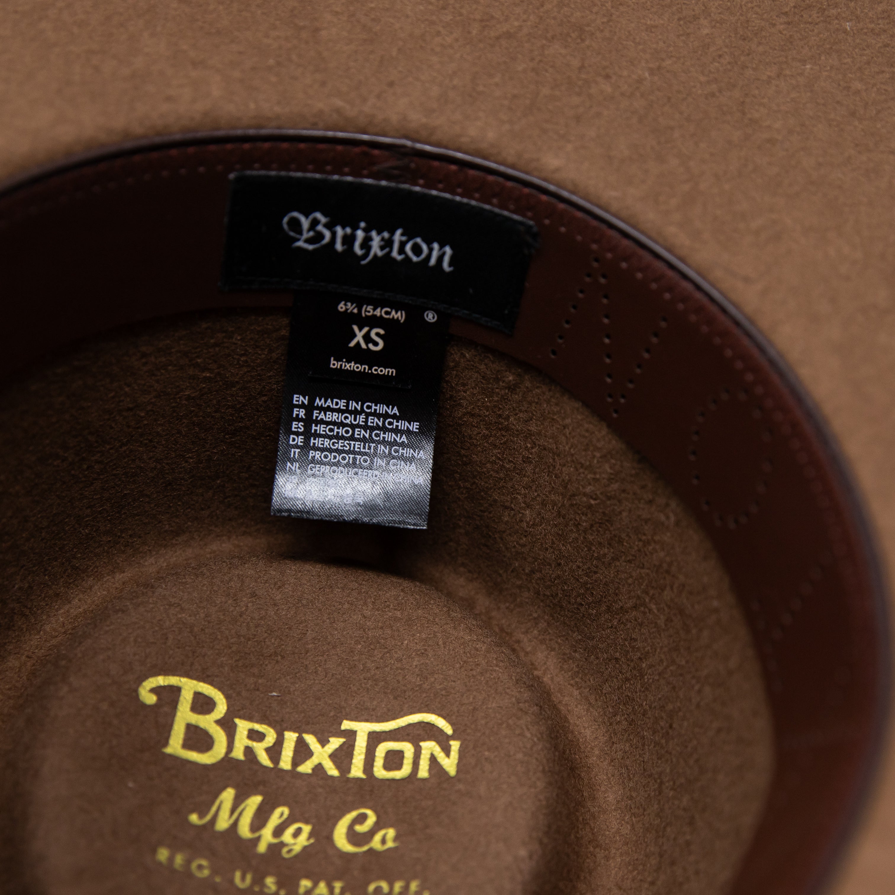 Brixton Wool Felt Ribbon Trim Wide Brim Floppy Western Hat Brown Tan Neutral XS