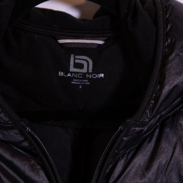 Blanc Noir Women's Feather Down Fill Quilted Full Zip Hooded Jacket Black Small