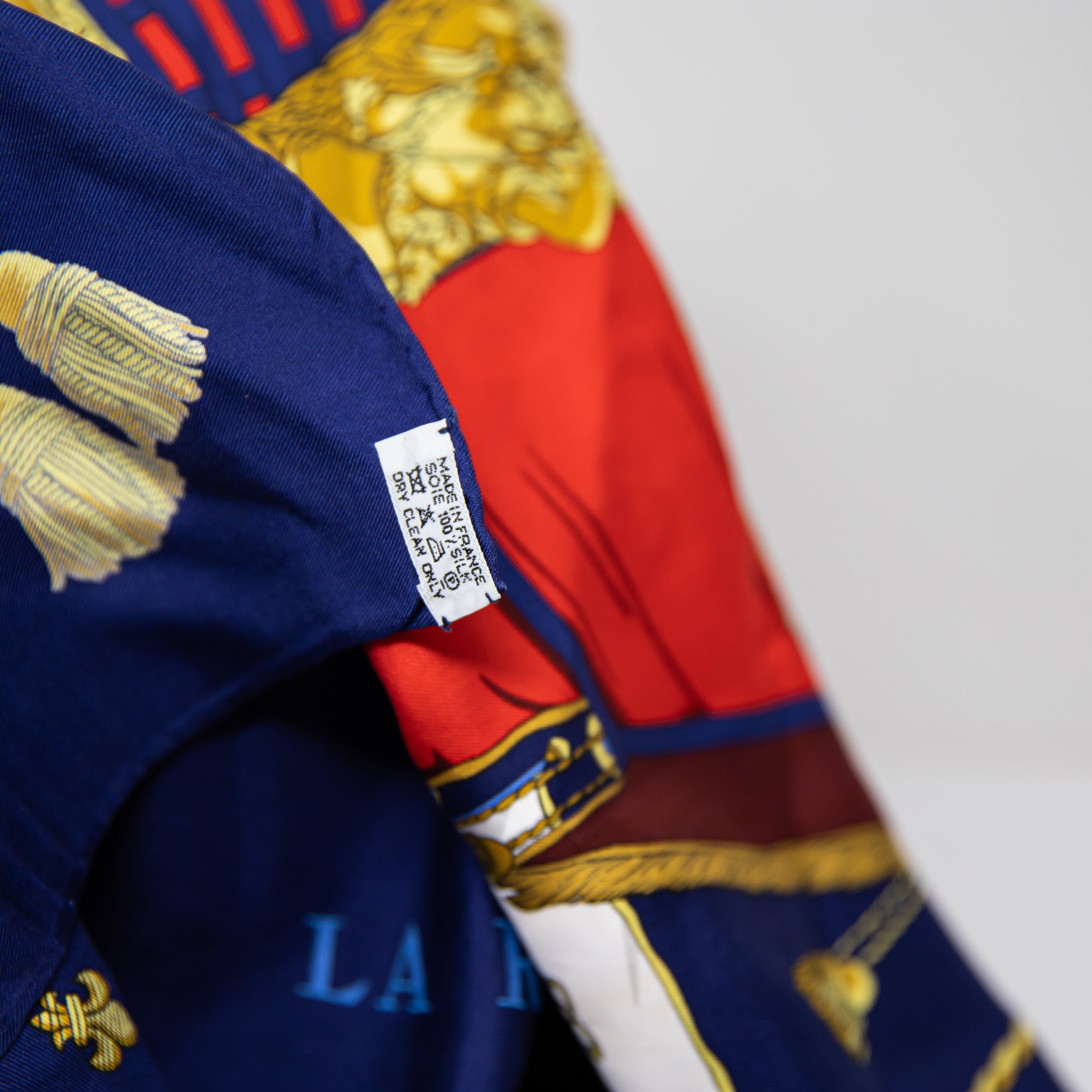 Hermes La Reale La Galere Silk Chiffon Print Pattern Square Scarf Shawl Blue Red