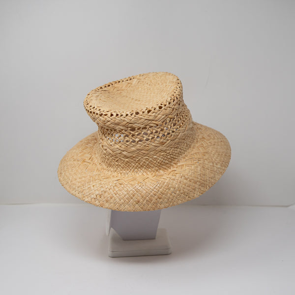 J. Crew Women's Open Weave Straw Bucket Sun Hat Accessory Neutral Tan S-M